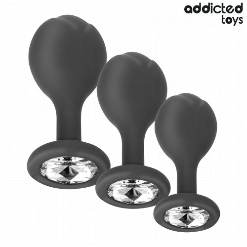 Set of 3 Anal Silicone Plugs with Gem - Addicted Toys