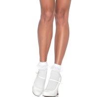 Leg Avenue - Calcetines Con Volante Encaje Blanco