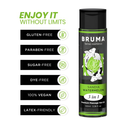 Bruma Premium Warming Massage Oil Watermelon Flavor 3-in-1