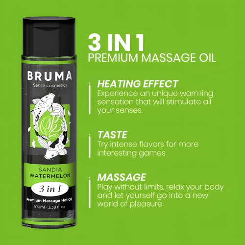Bruma Premium Warming Massage Oil Watermelon Flavor 3-in-1
