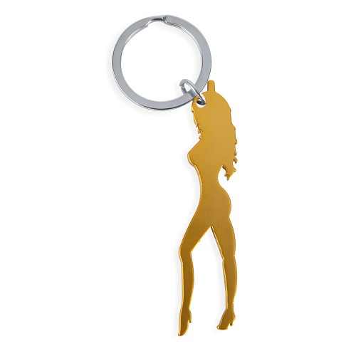 Keychain with Woman Silhouette Beer Opener