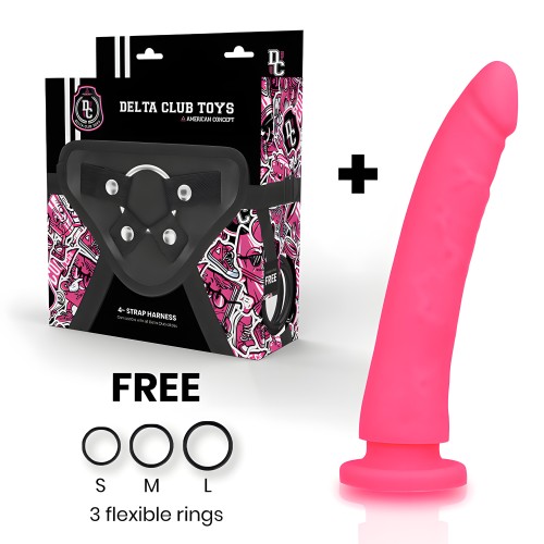 Deltaclub Medical Silicone Dildo & Harness 20 cm Pink