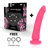 Dildo y Arnés de Silicona Médica Deltaclub 20 cm Rosa