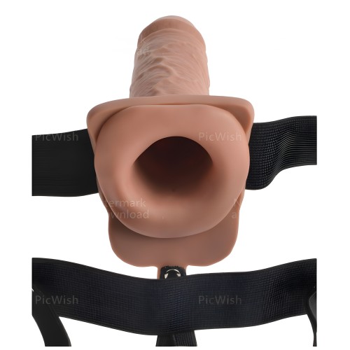 Arnés Ajustable Pene Realístico Con Testículos Recargable Y Vibrador 17.8