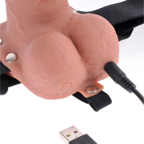 Adjustable Harness with Realistic Penis and Vibrator 17.8