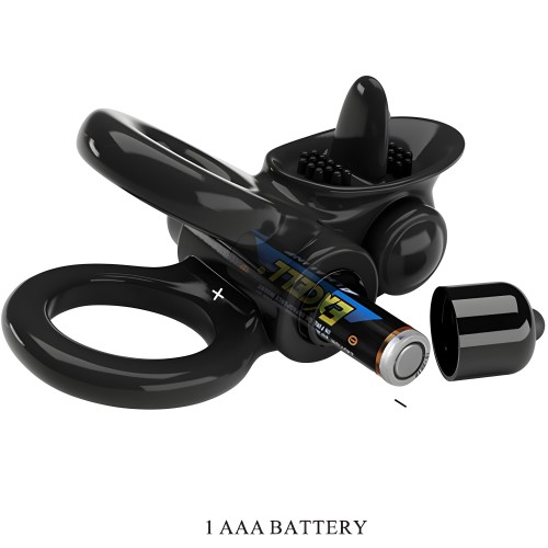 Pretty Love Passionate Ring Double Vibrating Ring + Clitoral Stimulator Black