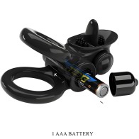 Pretty Love Passionate Ring Double Vibrating Ring + Clitoral Stimulator Black
