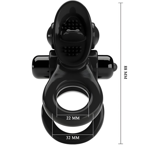 Pretty Love Passionate Ring Double Vibrating Ring + Clitoral Stimulator Black