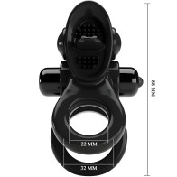 Pretty Love Passionate Ring Double Vibrating Ring + Clitoral Stimulator Black