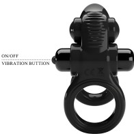 Pretty Love Passionate Ring Double Vibrating Ring + Clitoral Stimulator Black
