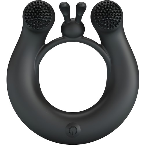 - Dahlia Anillo Vibrador + Estimulador De Clítois 12 Vibraciones Negro