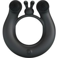 - Dahlia Anillo Vibrador + Estimulador De Clítois 12 Vibraciones Negro