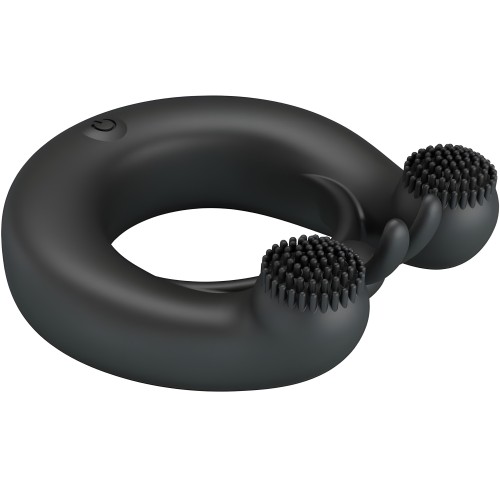 - Dahlia Anillo Vibrador + Estimulador De Clítois 12 Vibraciones Negro