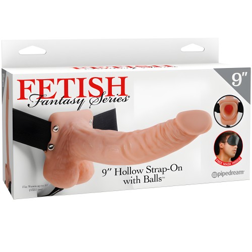 9 Hollow Strap-on Con Bolas 22.9cm Natural