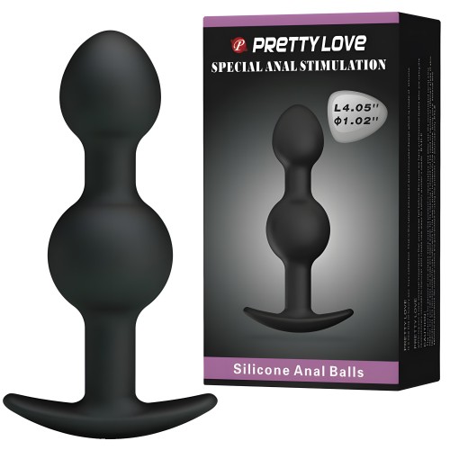 Pretty Love - Bolas Anales Silicona Estimulacion Especial 10.3 Cm Negro