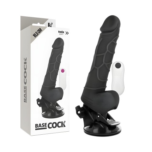 Basecock - Vibrador Realístico Control Remoto Negro Con Testículos 19.5 Cm -o- 4 Cm