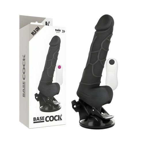Basecock - Vibrador Realístico Control Remoto Negro Con Testículos 19.5 Cm -o- 4 Cm