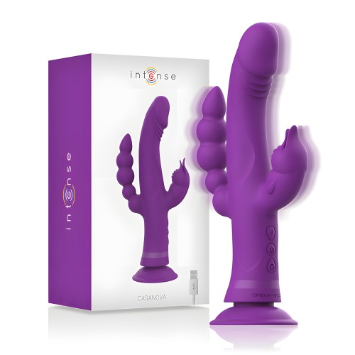 Intense Casanova Vibrador Rabbit Silicona Triple Motor Morado