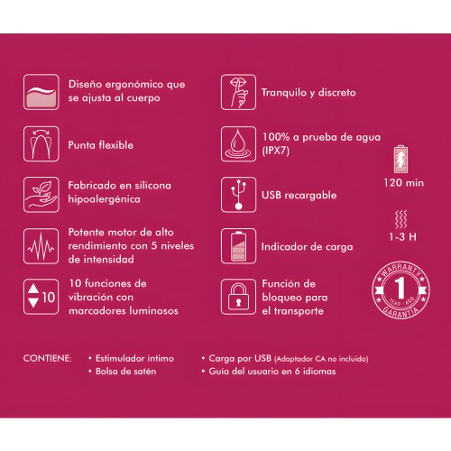 Shunga - Expositor 6 Masajeadores Intimos Fucsia