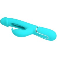 Pretty Love Kampas Vibrador Rabbit 3 En 1 Multifunción Con Lengua Verde A