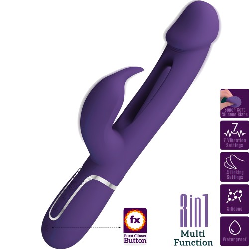 Pretty Love Kampas 3-in-1 Rabbit Vibrator with Tongue - Violet