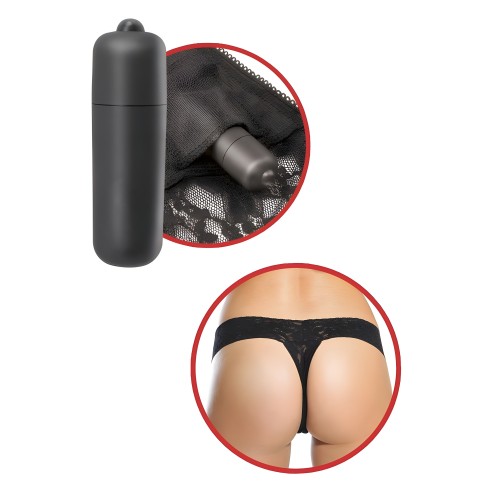 Tanga De Encaje Negro Con Vibrador