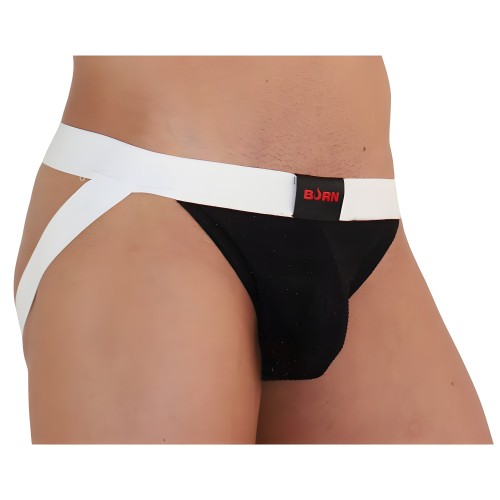 004 Shiny Jockstrap Black/White XL | Burn