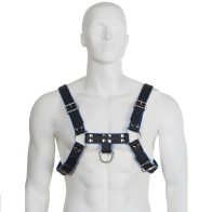 Arnés Cuero Azul Y Negro Chest Bulldog Leather Body