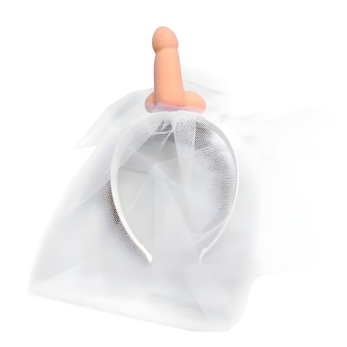 White Bride Veil with Penis - Bachelorette Party Accessory