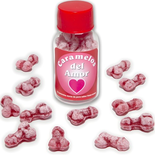 - 12 Caramelos Del Amor Forma Pene Fresa/cereza