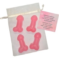 4 Mini Pink Penis-Shaped Soaps