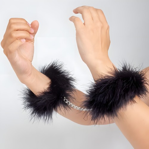 Secret Play Black Feather Handcuffs - Beginner Friendly