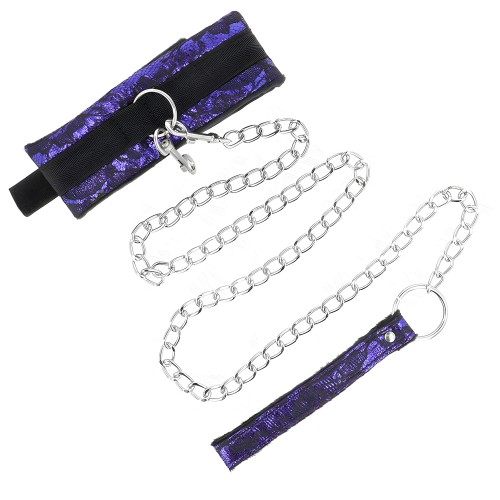 Kink Short Velvet Lace Collar with Leash 105cm