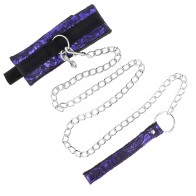 Kink Short Velvet Lace Collar with Leash 105cm