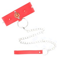 Kink Adjustable Collar with Leash 65 cm Diamond Neck Red