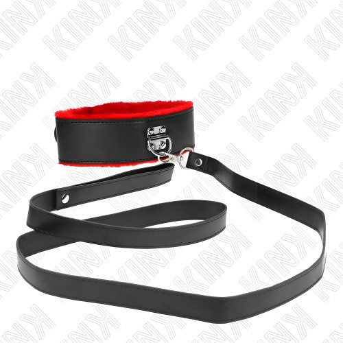 Kink - Collar Con Correa 116 Cm De Piel Rojo Ajustable 40-48 Cm X 6 Cm