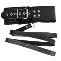 Kink Collar De Piel Negro Ajustable Con Correa 116cm