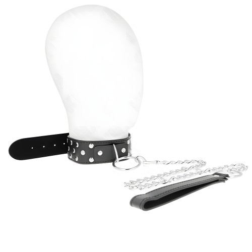 Kink - Collar Con Correa 65 Cm Remache Anilla Negro Ajustable 36-50 Cm X 3.