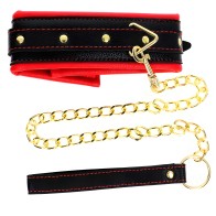 Kink Adjustable Faux Leather Collar with Leash