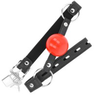 Kink - 4 Cm Ball Gag with Lock Red Ball Black Strap 60 X 2 Cm