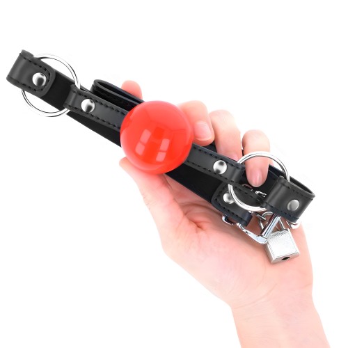 Kink - 4 Cm Ball Gag with Lock Red Ball Black Strap 60 X 2 Cm