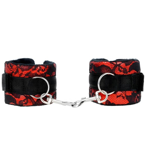 Kink Short Lace Velvet Wrist Restraints Red/Black 2