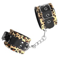 Kink Adjustable Leopard Print Leather Wrist Restraints - Stylish Control