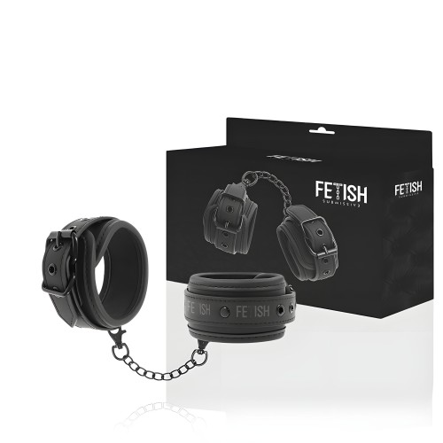 Fetish Submissive Vegan Leather Cuffs with Neoprene Lining