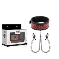 Begme Red Edition Collar Con Cadenas Y Pinzas Pezones Con Forro De Neopreno