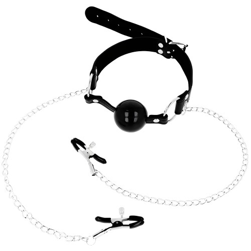 Ohmama Fetish Ball Gag with Nipple Clamps
