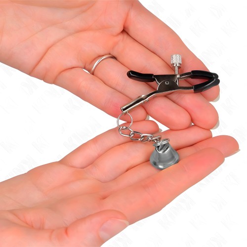 Kink - Nipple Clamps with Silver Bell Pendant 6 Cm