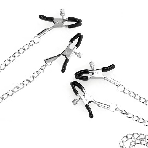 Kink Nipple and Clitoris Clamps 4 Adjustable Grips Silver