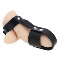 Kink - Adjustable Leather Ball Divider Penis Cage