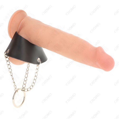 Kink Anillo Pene 4 Cm Cadena 7 Cm Metal Con Cinturón Cuero